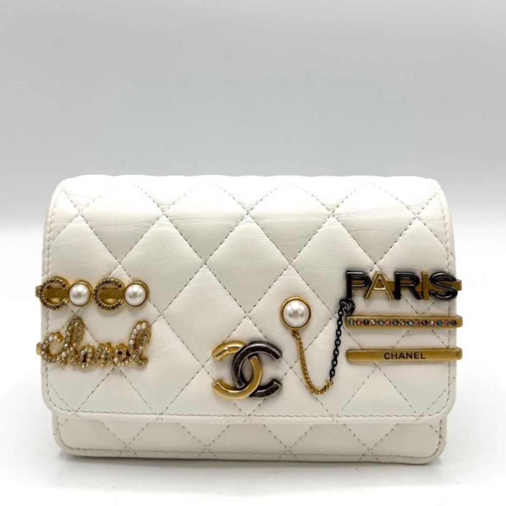 Chanel Paris Coco Runway Wallet On Chain White Lambskin WOC Full Set - Picture 1 of 14